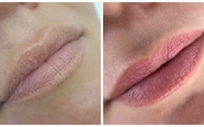 перманентный макияж губ пигментами Swiss Color до и после
